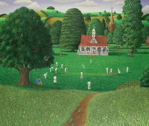 Match de cricket à St. Marys Grange, Wilts, 1986